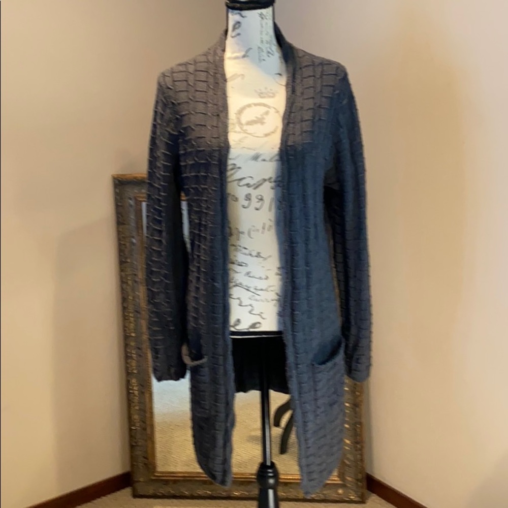 Leo & Nicole Grey Long Duster Cardigan Sweater